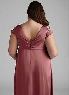 Azazie Allessia Maternity Bridesmaid Dresses A-Line Pleated Stretch Satin Floor-Length Dress image12