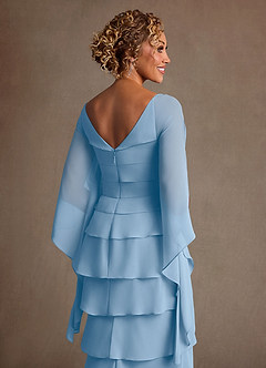 Azazie Arabinda Klänningar till brudens mor Klä Tubklänning i Chiffong Rynkad Puderblå image6