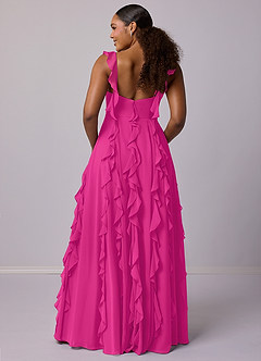 Barbie ♥ Azazie Bridesmaid Dresses Barbie Pink A-Line with Pockets Chiffon Dress image11