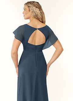 Azazie Rylee Robes de demoiselle d'honneur Robe Trapèze en Mousseline de soie Plissée Neptune image2