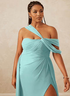 Christian Siriano Bridal for Azazie 1014 Robes de demoiselle d'honneur Robe Trapèze en Mousseline de soie Épaule décolletée Aqua image15