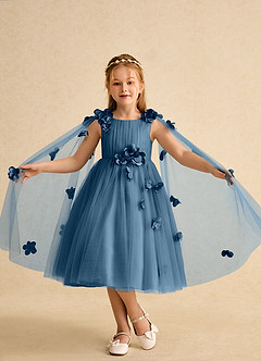 Azazie Staria Flower Girl Dresses Bermuda Ball-Gown Ruched Tulle Dress image4