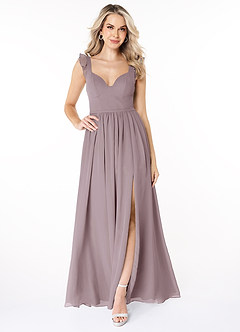 Azazie Stassie Brautjungfernkleider A-Linie Herzchen Gerüscht Chiffon Kleid Dämmerung image3