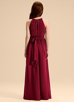 Azazie Malone Junior Burgundy A-Line Pleated Chiffon Dress image2