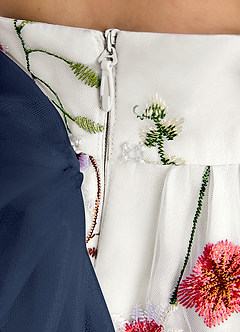 Azazie Peppa Flower Girl Dresses Ivory Dark Navy A-Line Sweetheart Neckline Tulle Dress image7