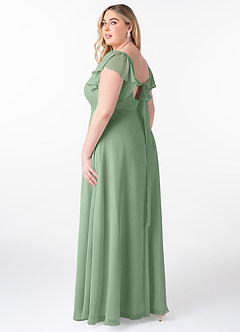 Azazie Syenna Jurken voor bruidsmeisjes Jurk van Chiffon met A-Lijn Ruches Matcha image9