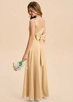 Azazie Kiki Junior Gold A-Line Bow Stretch Satin Dress image6