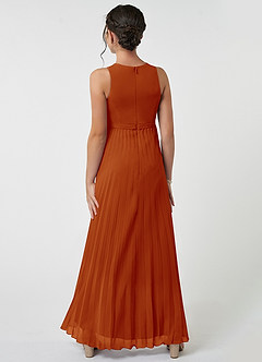 Azazie Lindie Junior A-Linie Plissee Chiffon Kleid Paprika image2
