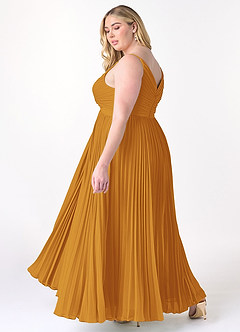 Azazie Raychelle Bridesmaid Dresses Butterscotch A-Line V-Neck Chiffon Dress image10