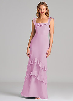 Azazie Marilynn Final Sale Dusty Blue Mermaid Off the Shoulder Chiffon Dress image1
