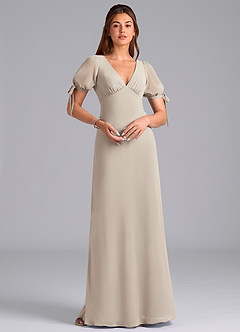 Azazie Pheby Bridesmaid Dresses Frost A-Line Pleated Chiffon Dress image3