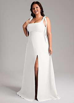 Azazie Debra Bridesmaid Dresses White A-Line with Pockets Chiffon Convertible Dress image4