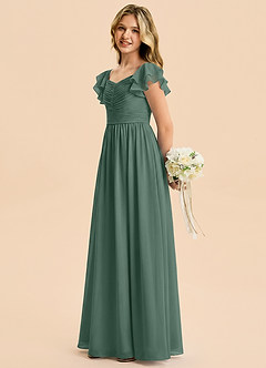 Azazie Anaya Junior Sea Moss A-Line Sweetheart Neckline Chiffon Dress image3