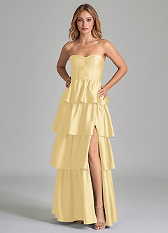Azazie Faye Bridesmaid Dresses Butter A-Line Ruched Stretch Satin Dress image5
