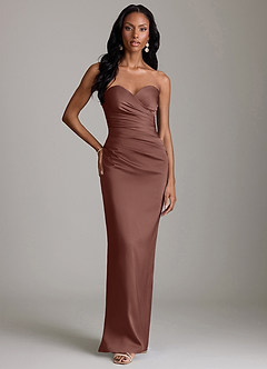 Azazie Sonora Brudtärnklänningar Klä av Tubklänning i Stretch Satin Axelbandslös Espresso image6