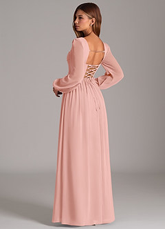 Azazie Maree Bridesmaid Dresses Rosette A-Line Corset Chiffon Dress image2