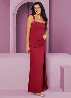 Barbie ♥ Azazie Brautjungfernkleider Meerjungfrau-Linie Plissee Chiffon Kleid Scharlachrot image4