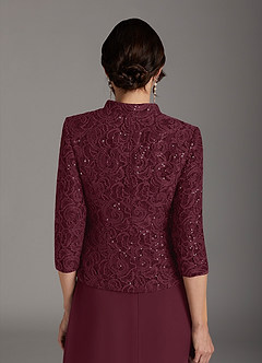 Azazie Cornelia Mother of the Bride Dresses Cabernet Sheath Square Neckline Sequins Chiffon Dress image10