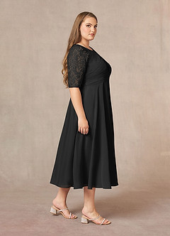 Azazie Dorothea 신부의 어머니 드레스 A라인 쉬폰 티 길이 드레스 image7