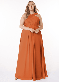 Azazie Kaleigh Bridesmaid Dresses Cinnamon A-Line Pleated Chiffon Dress image7