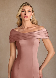 Azazie Pierce Mother of the Bride Dresses Dusty Rose Mermaid Pleated Stretch Crepe Dress image4