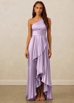 Christian Siriano Bridal for Azazie 1008 Bridesmaid Dresses Frosted Lilac A-Line One Shoulder Stretch Satin Dress image1