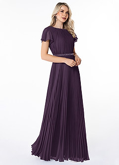 Azazie Kara Modest Bridesmaid Dresses A-Line Pleated Chiffon Floor-Length Dress image9