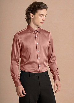 front Julian Rosette Stretch Satin Dress Shirt