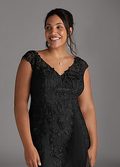 Azazie Melena Mother of the Bride Dresses Black Mermaid Lace Tulle Dress image9