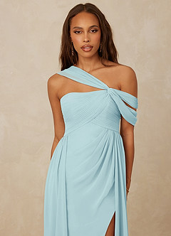 Christian Siriano Bridal for Azazie 1014 Bridesmaid Dresses Sea Glass A-Line Off the Shoulder Chiffon Dress image6