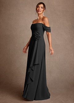 Azazie Amherst 신부의 어머니 드레스 A라인 오프 더 숄더 쉬폰 플로어 길이 드레스 image4