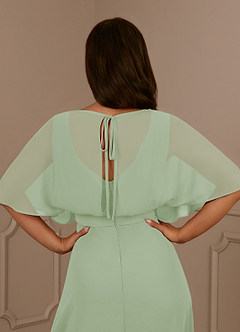 Azazie Oksana Abiti per la Madre della Sposa Abito A-Line in Chiffon con Scollo a V a Pieghe Verde Salvia image5