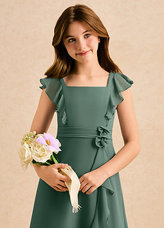 Azazie Soso Girls Formal Jurken voor bloemenmeisjes A-Lijn Jurk van Chiffon Geplooide Zeemos image6
