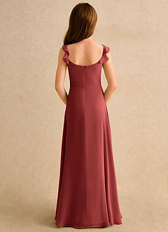 Azazie Puppy Girls Formal Flower Girl Dresses Terracotta A-Line Pleated Chiffon Dress image2