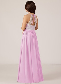 Azazie Fahari Junior Vestido de Rosa Caramelo de Gasa de Corte en A con Encaje image5
