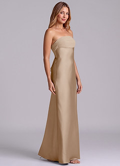 Azazie Ailanie Brudtärnklänningar Klä av Tubklänning i Stretch Satin Axelbandslös Taupe image4