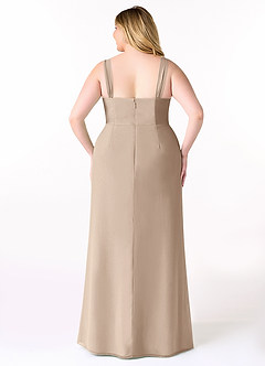 Azazie Denice Bridesmaid Dresses Taupe Sheath Pleated Chiffon Dress image10