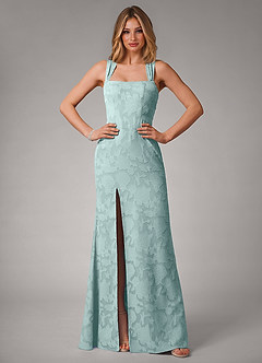 Azazie Luci Robes de demoiselle d'honneur Robe Sirène Convertible en Blumen-Burnout Plissée Brume image5
