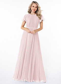 Azazie Kara Modest Bridesmaid Dresses A-Line Pleated Chiffon Floor-Length Dress image4