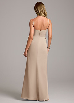 Azazie Tahlia Bridesmaid Dresses Taupe A-Line with Belt Chiffon Dress image7
