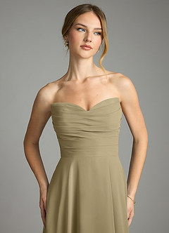 Azazie Ayla Abiti da Damigella Abito A-Line in Chiffon Scollo a Cuore Verde Muschio image6