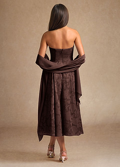 Azazie Lorain Mother of the Bride Dresses Ganache A-Line Pleated Floral Burnout Dress image3