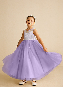 Azazie Tay Flower Girl Dresses Lilac A-Line Sequins Tulle Dress image6