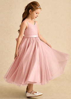 Azazie Patootie Final Sale Rosette A-Line Spaghetti Strap Tulle Dress image4