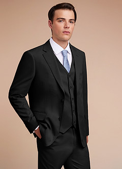 front Carter Black Cotton Linen Blend Suit Jacket