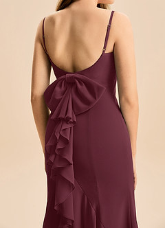 Azazie Lioren Junior Cabernet Mermaid Bow Chiffon Dress image6