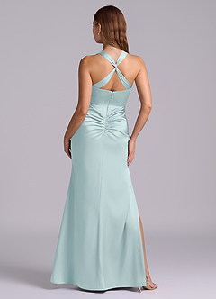 Azazie Amelie Robes de demoiselle d'honneur Robe Trapèze en Satin extensible Plissée Brume image7