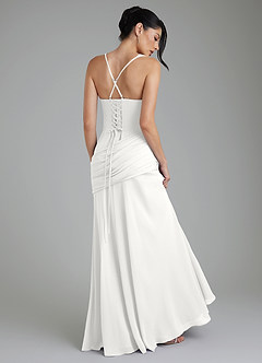 Azazie Toya Abiti da Damigella Abito A-Line in Chiffon Corsetto Bianco image7