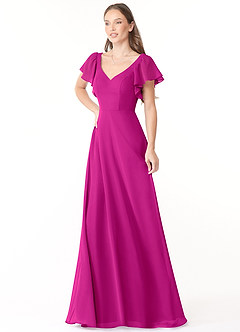 Azazie Syenna Jurken voor bruidsmeisjes Jurk van Chiffon met A-Lijn Ruches Fuchsia image4