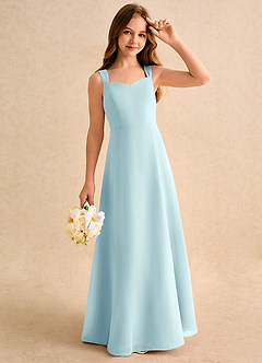 Azazie Makani Girls Formal Flower Girl Dresses Sea Glass A-Line Sweetheart Neckline Chiffon Dress image4